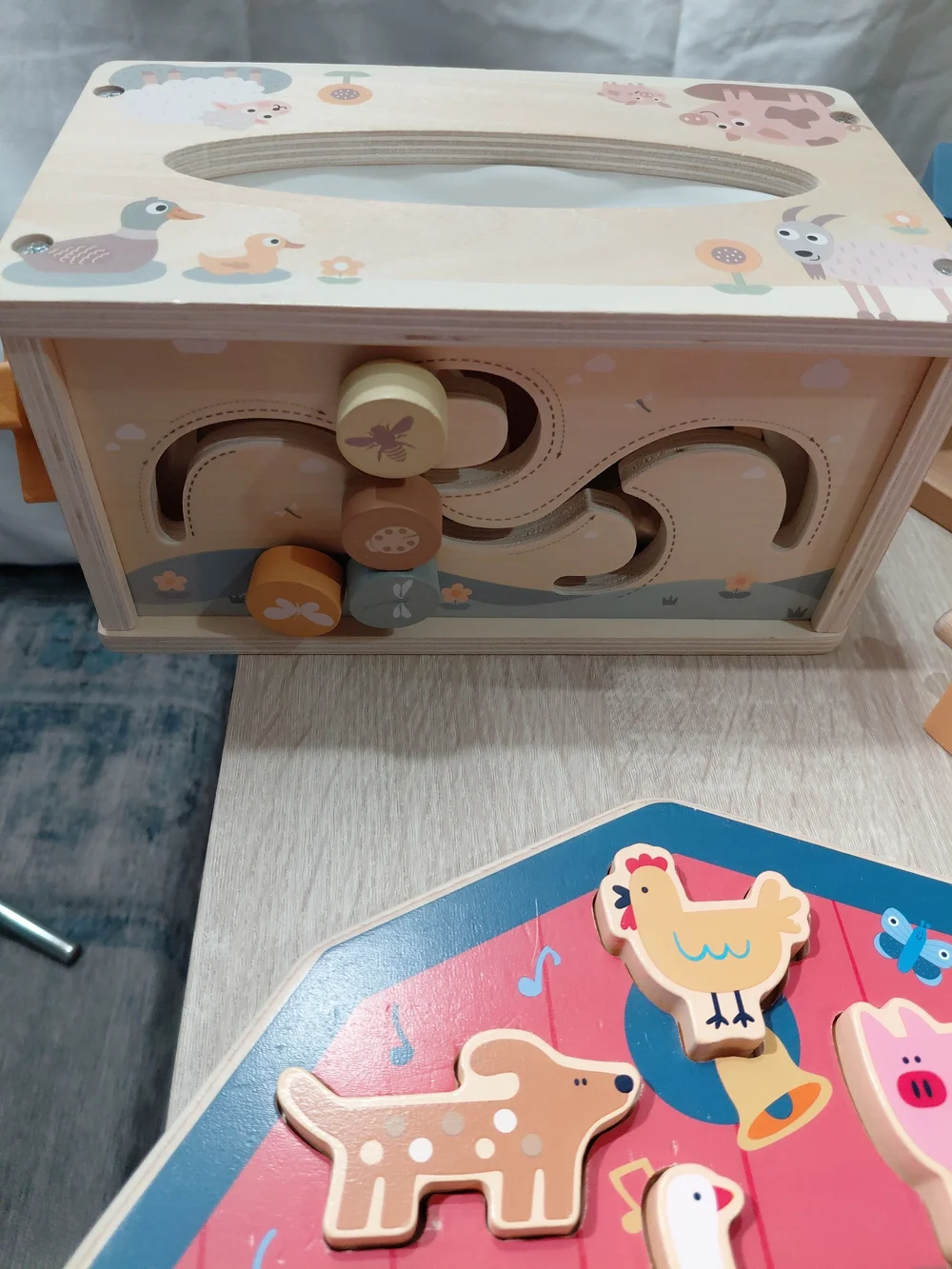Wooden Farm Animal Puzzle & Stacking Toy Set - Multicolor